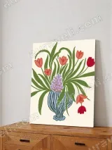 Floral Tulip & Hyacinth Vase Canvas Wall Art for Living Room Home Decor – view 4