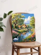 Thatched Cottage Swan River Floral Canvas Wall Art for Home Decor – view 4