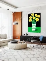 Daffodils in Striped Vase Canvas Wall Art for Living Room Home Decor – view 5