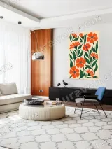 Vibrant Orange Floral Canvas Wall Art for Living Room Home Decor – вид 5