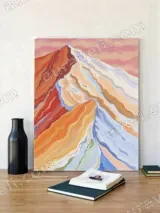 Colorful Layered Mountain Abstract Canvas Wall Art for Home Decor