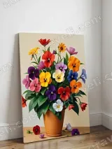 Colorful Pansy Floral Canvas Wall Art for Living Room Bedroom Decor – view 3