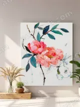 Pink Peony Floral Canvas Wall Art for Bedroom & Living Room Decor – view 3