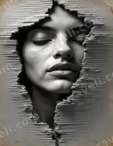 Surreal Textured Face Canvas Wall Art for Living Room Home Decor wall art print