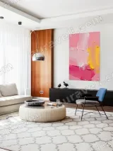 Abstract Pink & Yellow Textured Canvas Wall Art for Living Room Home Decor – вид 5