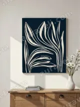Botanical Leaf Linocut Canvas Wall Art for Living Room Home Decor – view 2