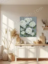 White Hydrangea Floral Canvas Wall Art for Living Room Bedroom Home Decor – view 3