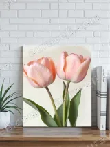Pink Tulips Floral Canvas Wall Art for Bedroom & Living Room Home Decor