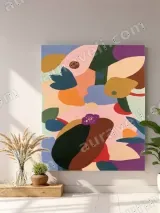 Colorful Abstract Floral Canvas Wall Art for Living Room Bedroom Decor – view 4