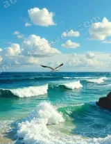 Ocean Wave Seagull Beach Canvas Wall Art for Living framed modern home decor