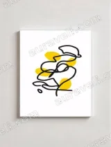 Abstract Line Art Canvas Wall Art with Yellow Dots for Living Room Decor – view 2