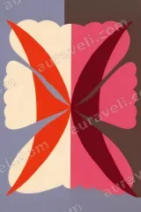 Abstract Geometric Floral Canvas Wall Art for Living Room framed modern home decor
