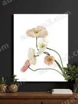 Pastel Poppies Floral Canvas Wall Art for Bedroom & Living Room Decor