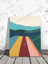 Abstract Geometric Road Landscape Canvas Wall Art for Living Room Decor