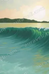 Sunset Ocean Wave Coastal Canvas Wall Art for Living framed modern home decor