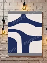 Abstract Navy Blue Curved Canvas Wall Art for Living Room Home Decor