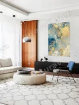 Abstract Blue Gold Fluid Canvas Wall Art for Living Room Home Decor – view 5