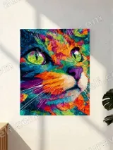 Colorful Abstract Cat Canvas Wall Art for Home Decor – вид 2