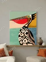 Geometric Abstract Bird Canvas Wall Art for Living Room Decor