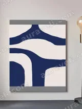 Abstract Navy Blue Curved Canvas Wall Art for Living Room Home Decor – view 2