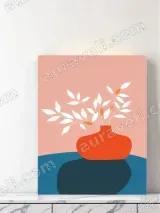 Minimalist Red Vase with White Leaves Canvas Wall Art for Home Decor – view 3
