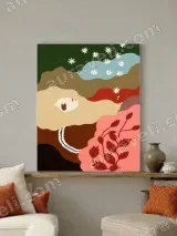Abstract Woman & Floral Canvas Wall Art for Living Room Home Decor – view 3