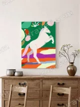 Colorful Abstract White Horse Canvas Wall Art for Living Room Decor – вид 2