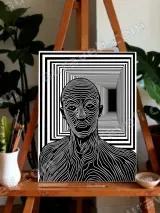 Abstract Optical Illusion Human Figure Canvas Wall Art for Home Decor