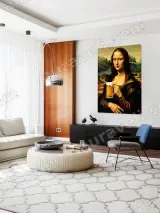 Mona Lisa with Beer Mug Canvas Wall Art for Living Room Home Decor – вид 5