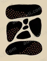 Abstract Black & Orange Dots Canvas Wall Art for Living Room Decor wall art print