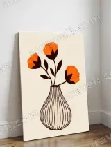 Orange Floral Vase Canvas Wall Art for Living Room Bedroom Home Decor – вид 3
