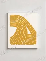 Mustard Yellow Abstract Lines Canvas Wall Art for Living Room Decor – view 2