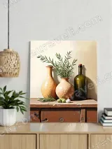 Rustic Still Life Terracotta Vases Canvas Wall Art for Living Room Decor – view 2