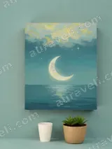 Dreamy Moon & Ocean Night Canvas Wall Art for Bedroom Living Room Decor – view 3