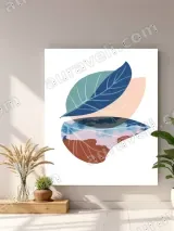Abstract Botanical Leaf Canvas Wall Art for Living Room Home Decor – view 4