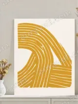 Mustard Yellow Abstract Lines Canvas Wall Art for Living Room Decor – view 3