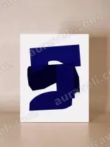 Abstract Navy Blue Geometric Wall Art for Living Room Decor – view 4