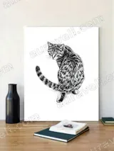 Hand - Drawn Cat Canvas Wall Art for Living Room Bedroom Home Decor