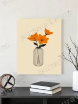 Orange Flowers in Minimalist Vase Canvas Wall Art for Living Room Home Decor – вид 3