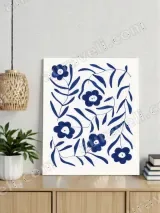 Indigo Floral Canvas Wall Art for Living Room Bedroom Home Decor – view 3