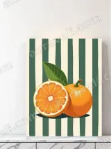 Sliced & Whole Orange Canvas Wall Art with Green Stripes for Home Decor – вид 3