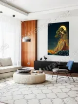 Moonlit Tree on Cliff Canvas Wall Art, Fantasy Night Sky Home Decor for Living Room – вид 5