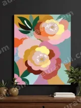Bold Colorful Floral Canvas Wall Art for Living Room Bedroom Home Decor