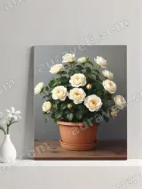 Cream Rose Potted Canvas Wall Art for Living Room Home Decor – view 3