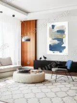 Abstract Blue Gold Textured Canvas Wall Art for Living & Bedroom Home Decor – вид 5