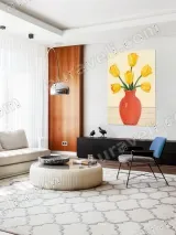 Yellow Tulips in Red Vase Canvas Wall Art for Living Room Home Decor – view 5