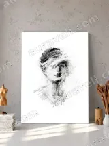Sketch Style Portrait Canvas Wall Art for Living Room Home Decor