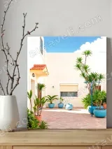Mediterranean Courtyard Plants Canvas Wall Art for Home Decor