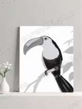 Black & White Toucan Canvas Wall Art for Living Room Home Decor – view 3