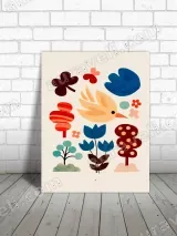 Whimsical Bird & Floral Canvas Wall Art for Nursery Home Decor – вид 3